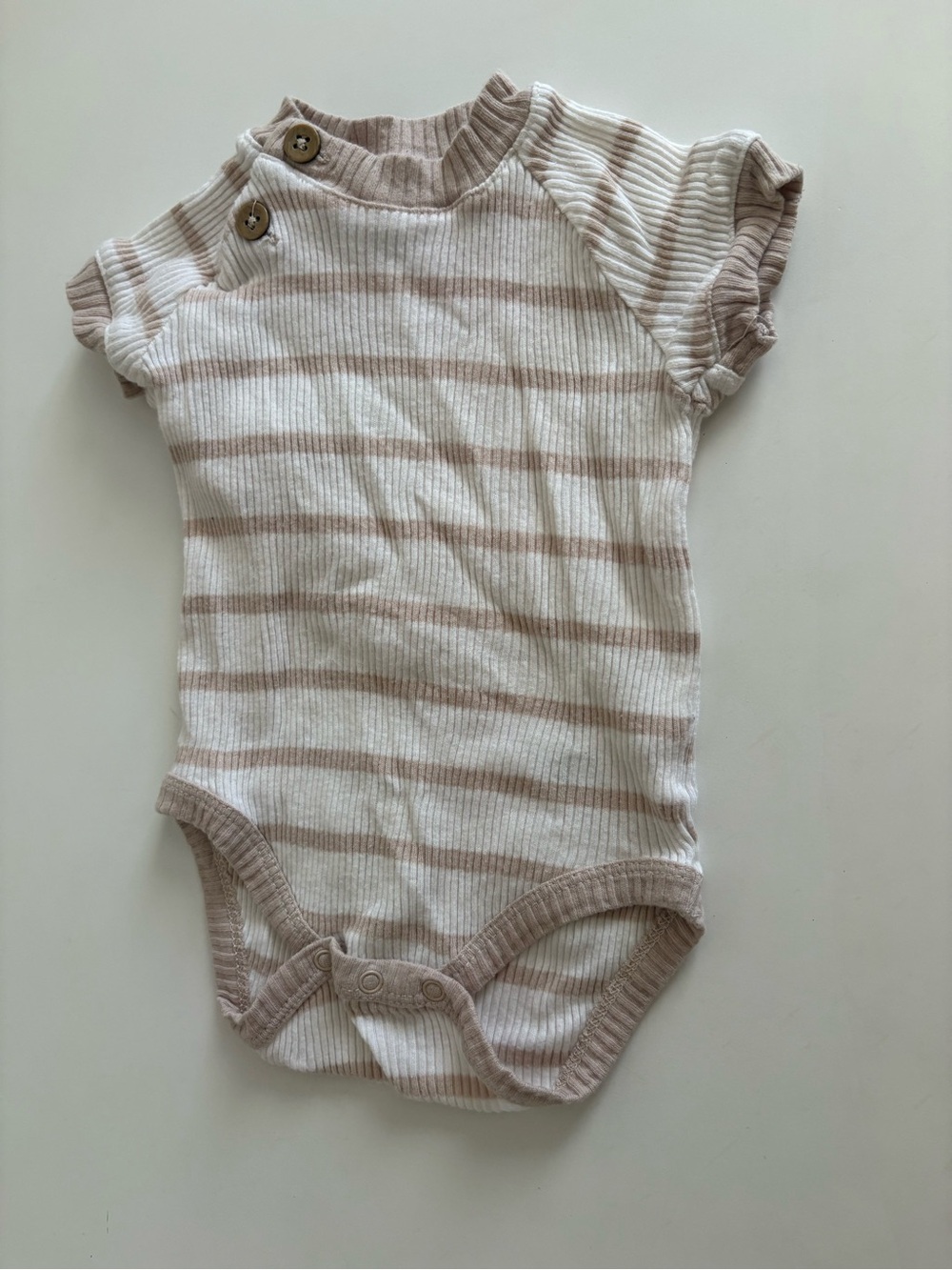 Rachel Zoe Beige and White Striped Rib Knit One-Piece